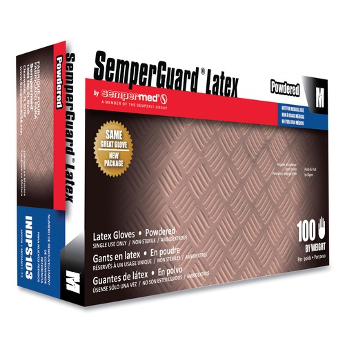 Food Service Disposable & Single Use Gloves | SemperGuard INDPS103 Latex Gloves - Cream/Medium (1000/Carton) image number 0