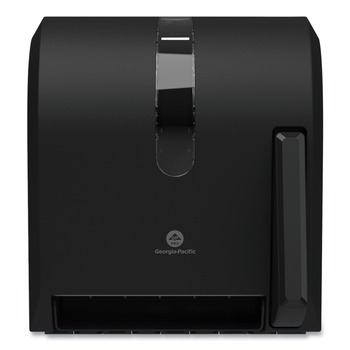 Georgia Pacific Professional 54338A 13 in. x 10 in. x 14.4 in. Hygienic Push-Paddle Roll Towel Dispenser - Black