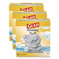 Drawstring & Kitchen Bags | Glad 78563 ForceFlex 10.19 in. x 9.81 in. 13-Gal. Tall Kitchen Drawstring Trash Bags - Fresh Clean Scent Gray (3/Carton) image number 0