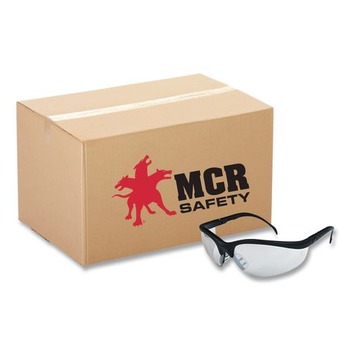 MCR Safety KD119 Klondike Safety Glasses - Matte Black Frame Clear Mirror Lens (12/Box)