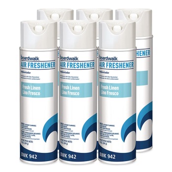 AIR FRESHENERS AND ODOR ELIMINATORS | Boardwalk 1000000035 10 oz. Aerosol Spray Air Freshener - Fresh Linen (6/Carton)