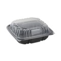 Food Storage Containers & Lids | Pactiv Corp. DC858100B000 38 oz 8.5 x 8.5 x 3 EarthChoice Vented Dual Color Microwavable Plastic Hinged Lid Container - Black/Clear (150/Carton) image number 2
