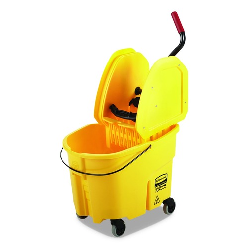 Buckets & Wringers | Rubbermaid Commercial FG757788YEL 35 qt. WaveBrake 2.0 Down-Press Plastic Bucket/Wringer Combos - Yellow image number 0
