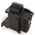 Perforated Roll & Hand Towels | Suncast Commercial CCH255A 23.19 in. x 53.23 in. x 53.02 in. 1-Shelf 3 Bins Plastic High Security Housekeeping Cart - Black image number 4