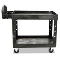 Carts | Rubbermaid Commercial FG452088BLA 25.9 in. x 45.2 in. x 32.2 in. 500 lbs. Capacity 2 Lipped Shelves Heavy-Duty Plastic Utility Cart - Black image number 8