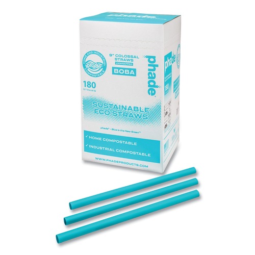 Straws/Stems/Sticks | phade 511207 9 in. Marine Biodegradable Boba Straws - Ocean Blue (720/Carton) image number 0