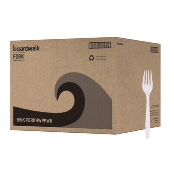 Boardwalk BWKFORKHWPPWH Heavyweight Polypropylene Fork Cutlery - White (1000/Carton)
