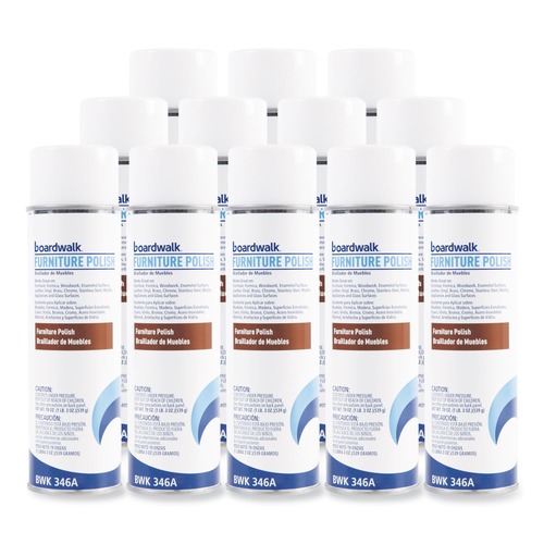 Furniture Cleaners | Boardwalk 1041283 19 oz. Aerosol Spray Furniture Polish - Lemon (12/Carton) image number 0