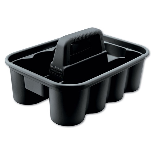 Waste Receptacle Accessories & Dollies | Rubbermaid Commercial FG315488BLA Commercial Deluxe 15 in. x 7.4 in. 8-Compartment Carry Caddy - Black image number 0