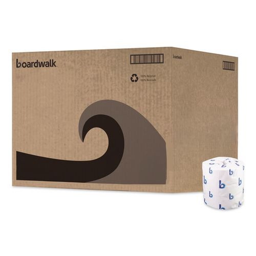 Toilet Tissues | Boardwalk 6155B 4.5 in. x 4.5 in. 2-Ply Septic Safe Toilet Tissue - White (96/Carton) image number 0