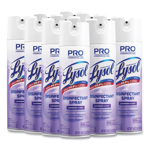 Disinfecting & Cleaning Solutions | Professional LYSOL Brand 36241-89097 19 oz. Aerosol Spray Disinfectant Spray - Lavender (12/Carton) image number 0