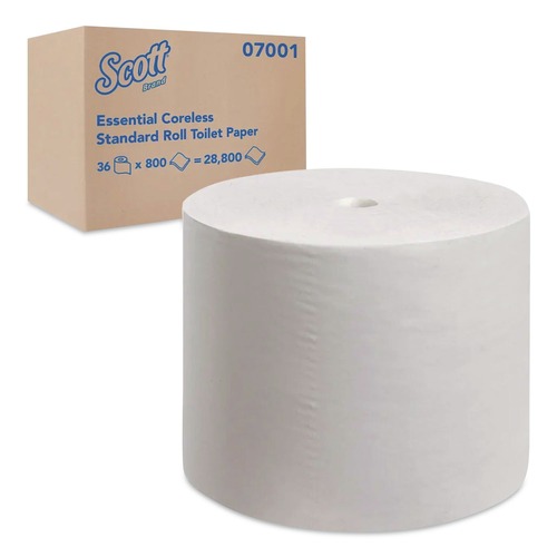 Perforated Roll & Hand Towels | Scott 07001 2-Ply Septic Safe Essential Extra Soft Coreless Standard Roll Bath Tissue - White (36/Carton) image number 0