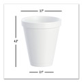 Cups | Dart 12J16 12 oz. Squat Foam Drink Cups - White (1000/Carton) image number 4
