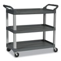 Carts | Rubbermaid Commercial FG409100GRAY 40.63 in. x 20 in. x 37.81 in. 300 lbs. Capacity 3 Shelves Plastic Xtra Utility Cart with Open Sides - Gray image number 1