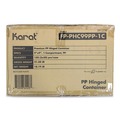 Perforated Roll & Hand Towels | Karat FP-PHC99PP-1C Polypropylene Plastic Hinged Container 9 x 9 x 3 Black/Clear Plastic 50/Pack 3 Packs/Carton image number 6