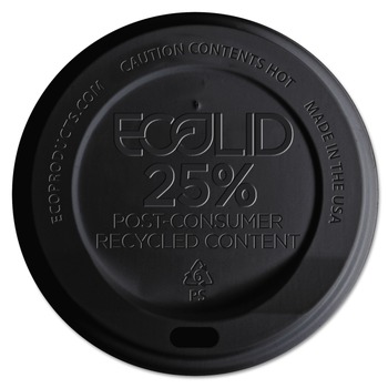 Eco-Products EP-HL16-BR EcoLid 25% Recyclable 10 - 20 oz. Hot Cup Lid - Black (1000/Carton)