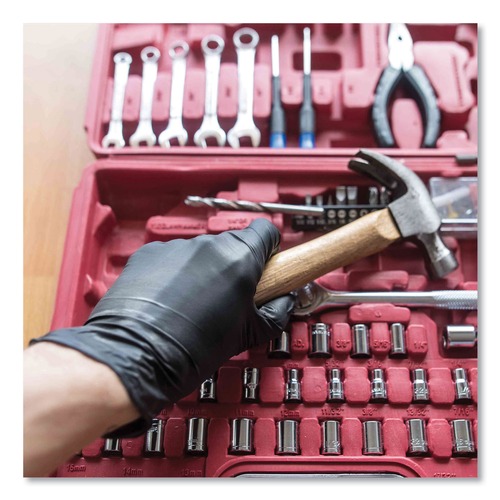 Food Service Disposable & Single Use Gloves | Ammex GPNB49100 5 mil Industrial Powder-Free Nitrile Gloves - XX-Large, Black (1000/Carton) image number 0