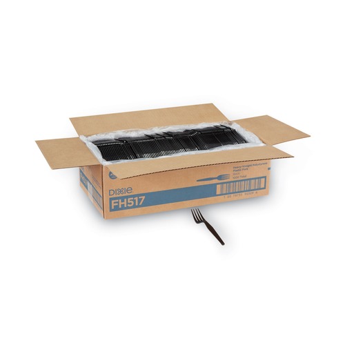 Disposable Forks | Dixie FH517 Heavyweight Plastic Cutlery Forks - Black (1000/Carton) image number 0