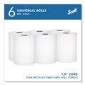 Perforated Roll & Hand Towels | Scott 56158 8 in. x 800 ft. 1-Ply Universal 100 Percent Recycled Fiber Hard Roll Paper Towels - White (6/Carton) image number 2
