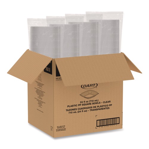 Cleaning Cloths & Wipes | Dart C24SB 5 in. x 5 in. x 1.99 in. 24 oz. Plastic Bowls - Square Clear (252/Carton) image number 0