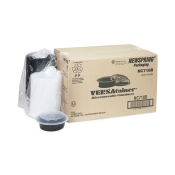  | Pactiv Corp. NC718B Newspring VERSAtainer 6 in. Diameter 16 oz Plastic Microwavable Containers - Black/Clear (150/Carton)