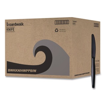 Boardwalk BWKKNIHWPPBIW Heavyweight Wrapped Polypropylene Knife - Black (1000/Carton)