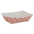 Food Trays & Liners | SCT SCH 0409 4.58 in. x 3.2 in. x 1.25 in. Paper Food Baskets - Red/White (1000/Carton) image number 0