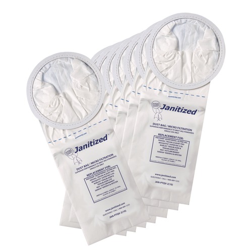 Vacuum Accessories | Janitized JAN-PTQV-2(10) Vacuum Filter Bags Designed to Fit ProTeam 6 qt. QuarterVac (100/Carton) image number 0