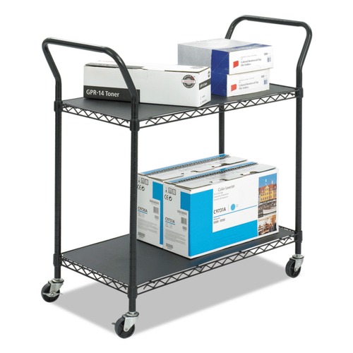 Carts | Safco 5337BL 43.75 in. x 19.25 in. x 40.5 in. 2 Shelves 400 lbs. Capacity Wire Metal Utility Cart - Black image number 0