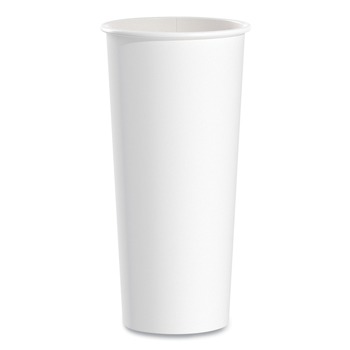 SOLO 424WN-2050 24 oz Single-Sided Poly Paper Hot Cups - White (500/Carton)