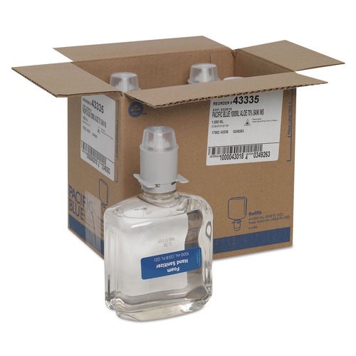 Hand Sanitizers | Georgia Pacific Professional 43335 1000 mL Pacific Blue Ultra Foam Hand Sanitizer Refills for Manual Dispensers - Fragrance-Free (4/Carton) image number 0