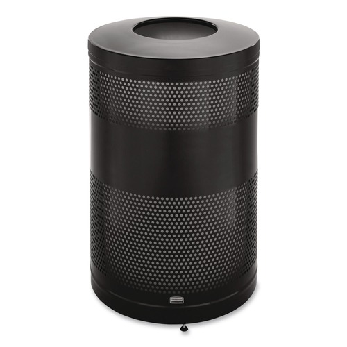 Indoor Waste Receptacles | Rubbermaid Commercial FGS55ETBKPL 51 gal. Classics Perforated Steel Open Top Receptacle - Black image number 0