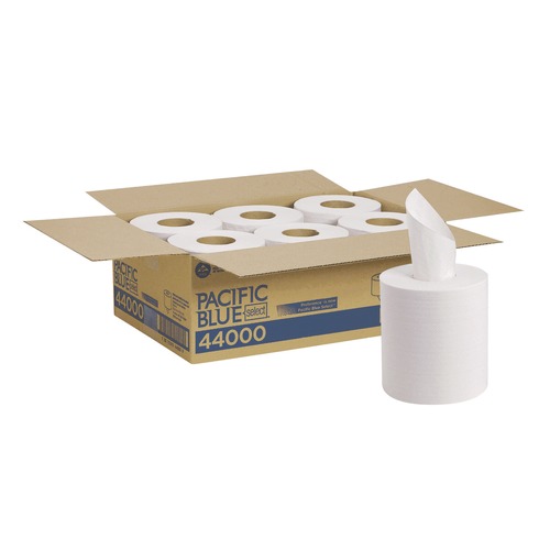 Perforated Roll & Hand Towels | Georgia Pacific Professional 44000 Pacific Blue 8.25 in. x 12 in. 2-Ply Select Center-Pull Perf Wipers - White (520/Roll, 6-Rolls/Carton) image number 0