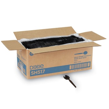 Dixie SH517 5-3/4 in. Heavyweight Plastic Cutlery Soup Spoons - Black (1000/Carton)