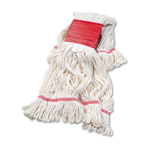 Mop Heads | Boardwalk BWK503WHEA 5 in. Super Loop Cotton/Synthetic Fiber Wet Mop Head - Large, White image number 0