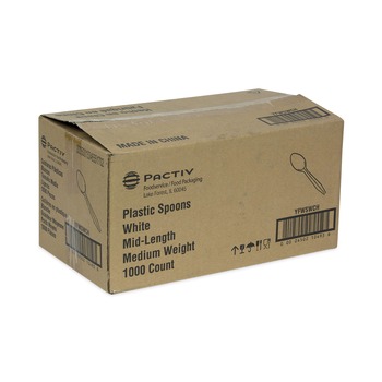 DISPOSABLE SPOONS | Pactiv Corp. YFWSWCH Fieldware Mediumweight Spoon Cutlery - White (1,000/Carton)