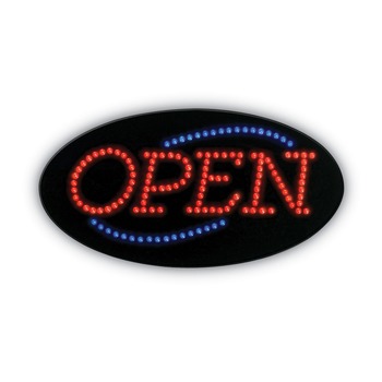 BUSINESS AND ERASABLE SURFACE SIGNAGE | Cosco 098099 10.5 in. x 20.13 in. LED OPEN Sign - Red and Blue Graphics