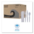 Cutlery Kits | Boardwalk BWKFKTNHWPSWH 4-Piece Heavyweight Fork/Knife/Napkin/Teaspoon Cutlery Kit - White (250/Carton) image number 4