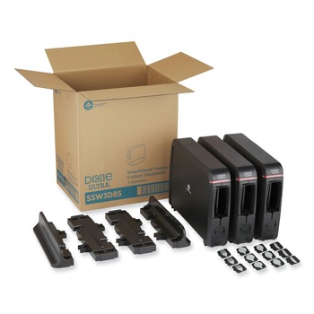 CUTLERY DISPENSERS | Dixie SSW3D85 SmartStock 12.44 in. x 11.17 in. x 10.5 in. Wrapped Cutlery Dispenser - Black (1/Carton)