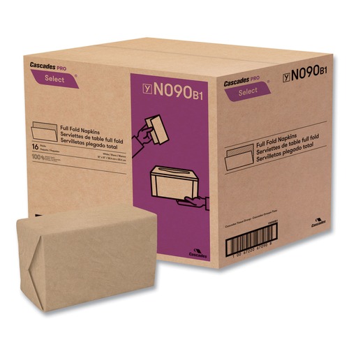 Dispenser Napkins | Cascades PRO N090 12 in. x 12 in. 1-Ply Select Full Fold II Napkins - White (24/Carton) image number 0