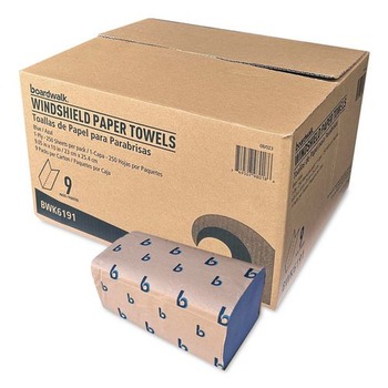 Boardwalk BWK6191 9.05 x 10 Windshield Paper Towels - Blue (9/Carton)