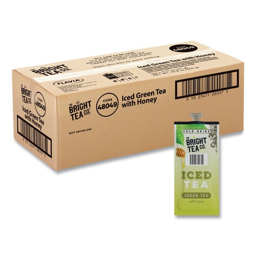 Tea | FLAVIA 48049 The Bright Tea Co. Tea Freshpack - Iced Green Tea with Honey (100/Carton) image number 0