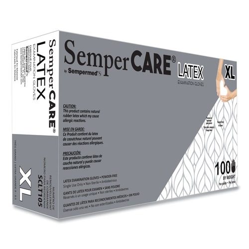 Janitorial Disposable & Single Use Gloves | SemperCare SCLT105 Latex Gloves - Cream/X-Large (1000/Carton) image number 0