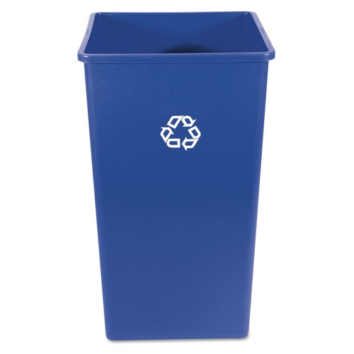 Indoor Waste Receptacles | Rubbermaid Commercial FG395973BLUE 50 gal. Plastic Square Recycling Container - Blue image number 0