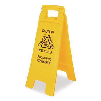 Boardwalk 3690904 10 in. x 2 in. x 26 in. 2-Sided Site Safety Wet Floor Caution Sign - Yellow