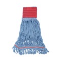 Mop Heads | Boardwalk BWK1800LBDZ Pro Loop Web/Tailband Mop Head - Large, Blue (1-Dozen) image number 0