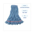 Mop Heads | Boardwalk BWK503BLNB 1 in. Super Loop Cotton/Synthetic Fiber Wet Mop Head - Large, Blue (12/Carton) image number 4