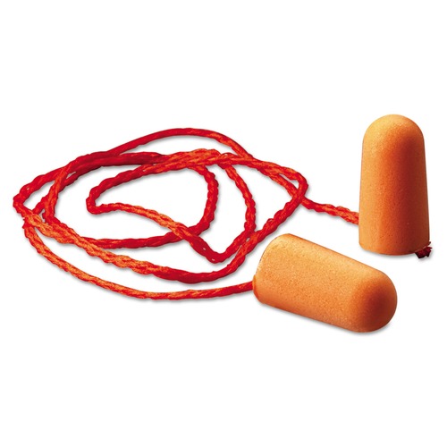 Ear Protection | 3M 1110 29NRR Single-Use Corded Foam Earplugs - Orange (100 Pairs/Box) image number 0