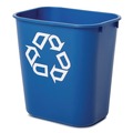 Indoor Waste Receptacles | Rubbermaid Commercial FG295573BLUE 13.63-Quart Rectangular Deskside Recycling Container - Small, Blue image number 0