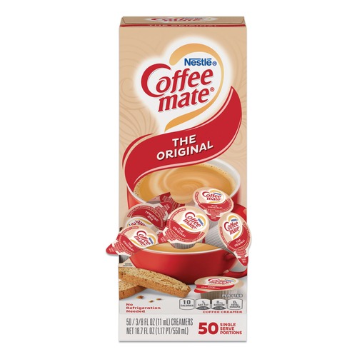 Creamers | Coffee-Mate 11001124 0.38 oz. Liquid Coffee Creamer Mini Cups - Original (50/Box) image number 0